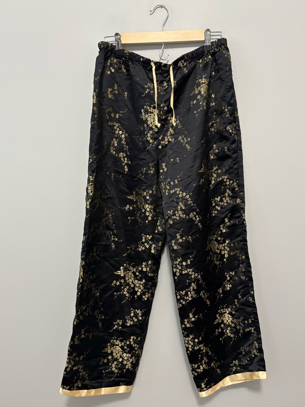 Kenji Unisex Asian Inspired Black & Gold Floral Lounge Pants
